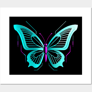 Butterfly logo cyberpunk style Posters and Art